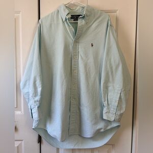 Ralph Lauren Mens 16/33 Teal/White Stripe Yarmouth Cotton Oxford Flesh Pony